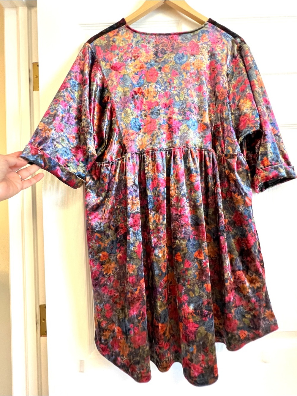 Natural Life Burn Velvet Carly Dress floral  relaxed babydoll empire boho size M - Picture 7 of 11